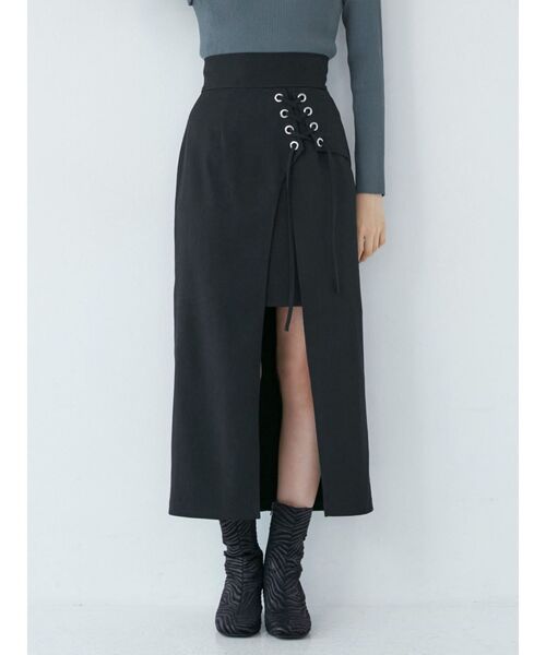 MURUA(ムルーア)の「レースアップラップスカート(スカート・レディース・ブラック/ベージュ/アイボリー・1/2)」の3枚目の写真