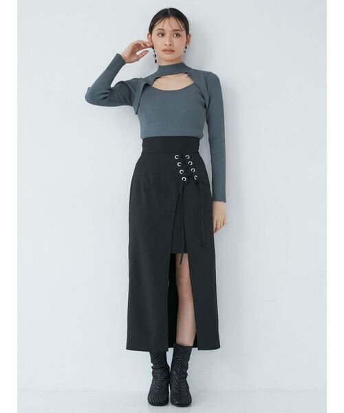 MURUA(ムルーア)の「レースアップラップスカート(スカート・レディース・ブラック/ベージュ/アイボリー・1/2)」の5枚目の写真