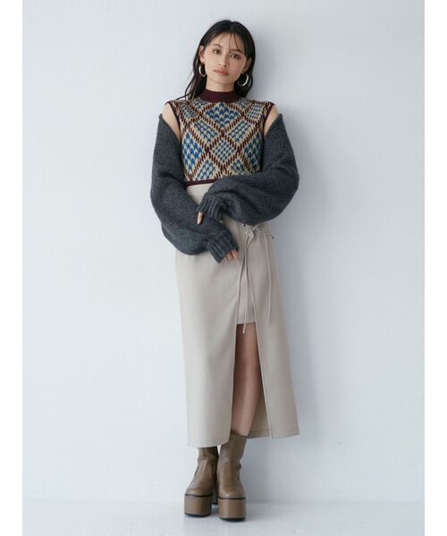 MURUA(ムルーア)の「レースアップラップスカート(スカート・レディース・ブラック/ベージュ/アイボリー・1/2)」の8枚目の写真