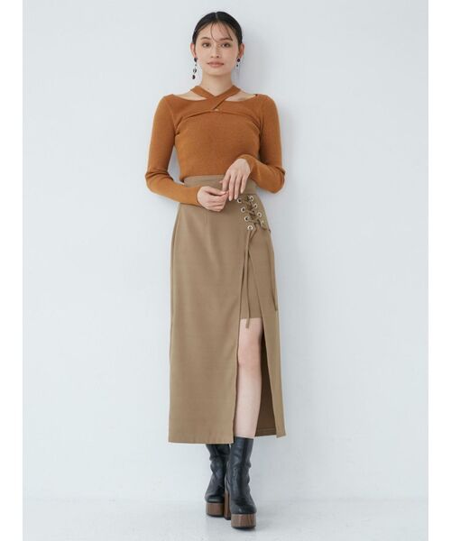 MURUA(ムルーア)の「レースアップラップスカート(スカート・レディース・ブラック/ベージュ/アイボリー・1/2)」の12枚目の写真