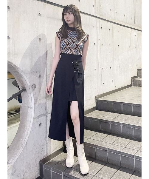 MURUA(ムルーア)の「レースアップラップスカート(スカート・レディース・ブラック/ベージュ/アイボリー・1/2)」の15枚目の写真