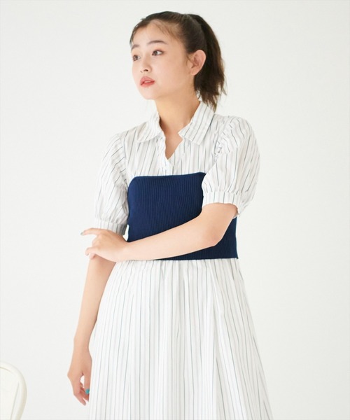 REDYAZEL（レディアゼル）の「ストライプ×ニットビスチェコンビ