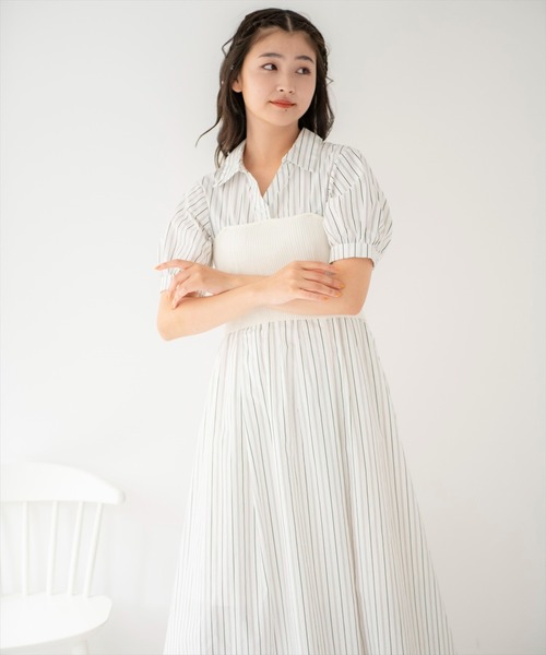 REDYAZEL（レディアゼル）の「ストライプ×ニットビスチェコンビ