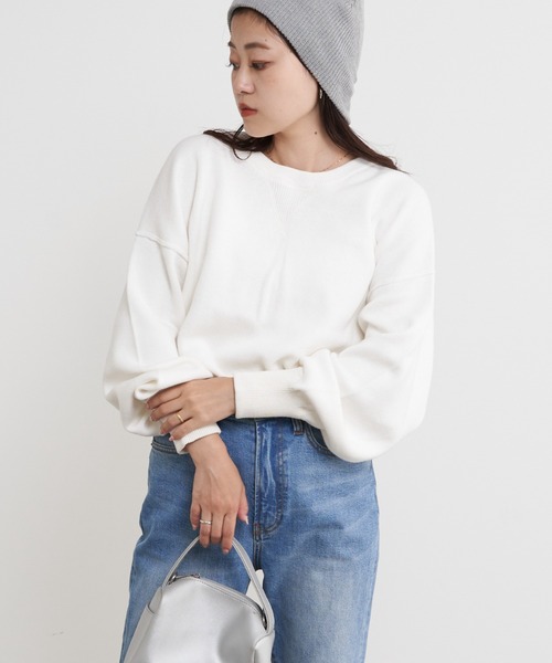 CIAOPANIC TYPY(チャオパニックティピー)の「∴【洗濯可能でお手入れラクチン】ボリュームスリーブコットンニット(ニット/セーター・レディース・ホワイト/グレー/レッド/ブラック/パープル/オレンジ/ダークグリーン/オートミール/ブルー/ピンク/イエロー/サックスブルー/ライム/ローズ・ONE SIZE)」の16枚目の写真