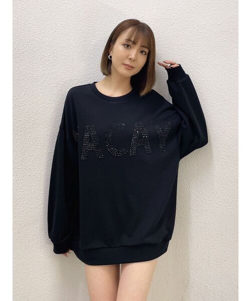 GYDA（ジェイダ）の「VACAY Bijou スウェットTOPS（スウェット・レディース・ブラック/オフホワイト・FREE）」の2枚目の写真