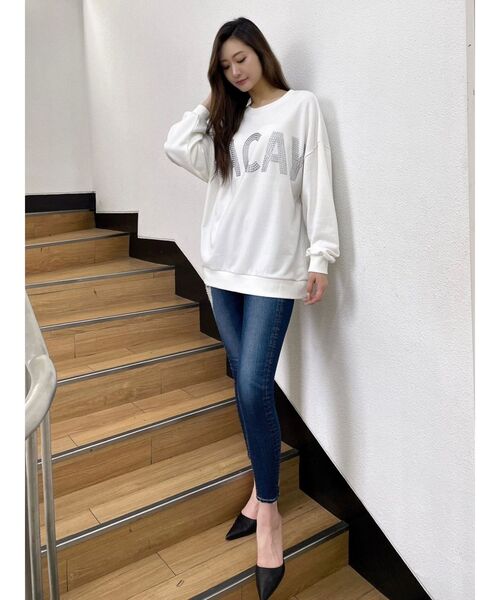 GYDA（ジェイダ）の「VACAY Bijou スウェットTOPS（スウェット・レディース・ブラック/オフホワイト・FREE）」の9枚目の写真