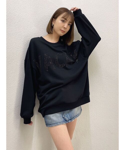 GYDA（ジェイダ）の「VACAY Bijou スウェットTOPS（スウェット・レディース・ブラック/オフホワイト・FREE）」の8枚目の写真