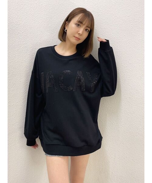 GYDA（ジェイダ）の「VACAY Bijou スウェットTOPS（スウェット・レディース・ブラック/オフホワイト・FREE）」の13枚目の写真