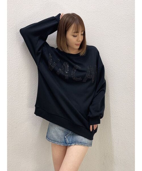 GYDA（ジェイダ）の「VACAY Bijou スウェットTOPS（スウェット・レディース・ブラック/オフホワイト・FREE）」の11枚目の写真