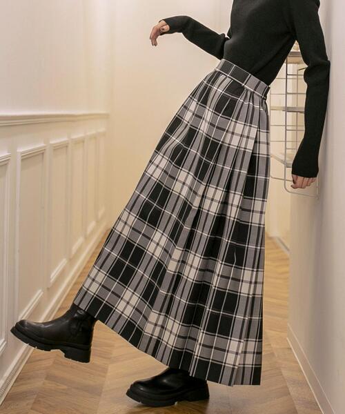 coen（コーエン）の「チェックプリーツスカート（スカート・レディース・ブラック/ダークグリーン/オレンジ・M/L）」の2枚目の写真