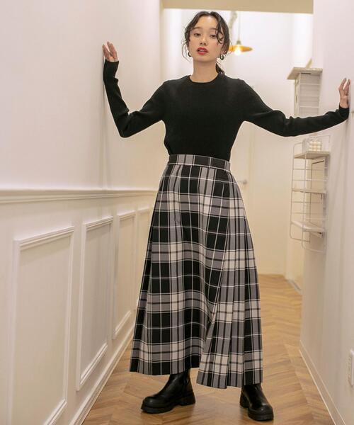 coen（コーエン）の「チェックプリーツスカート（スカート・レディース・ブラック/ダークグリーン/オレンジ・M/L）」の7枚目の写真