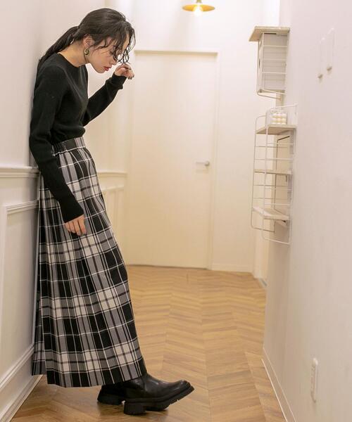 coen（コーエン）の「チェックプリーツスカート（スカート・レディース・ブラック/ダークグリーン/オレンジ・M/L）」の12枚目の写真