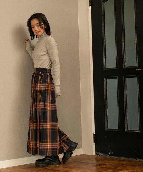 coen（コーエン）の「チェックプリーツスカート（スカート・レディース・ブラック/ダークグリーン/オレンジ・M/L）」の18枚目の写真