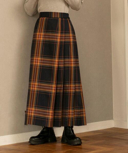 coen（コーエン）の「チェックプリーツスカート（スカート・レディース・ブラック/ダークグリーン/オレンジ・M/L）」の21枚目の写真