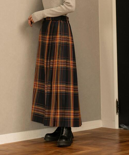 coen（コーエン）の「チェックプリーツスカート（スカート・レディース・ブラック/ダークグリーン/オレンジ・M/L）」の22枚目の写真