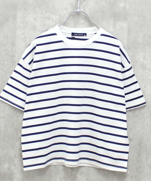 ZI-ON(ジーオン)の「ビッグシルエットボーダー半袖Tシャツ(Tシャツ/カットソー・キッズ・ベージュ/ダークグリーン/ネイビー/オフホワイト/ブルー/ホワイト×グリーン/ホワイト×ブラック/杢グレー/グレー系その他/ホワイト×ネイビー/チャコール/ネイビー×ホワイト・150cm/140cm/130cm/160cm/120cm/110cm)」の16枚目の写真