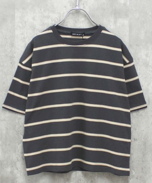 ZI-ON(ジーオン)の「ビッグシルエットボーダー半袖Tシャツ(Tシャツ/カットソー・キッズ・ベージュ/ダークグリーン/ネイビー/オフホワイト/ブルー/ホワイト×グリーン/ホワイト×ブラック/杢グレー/グレー系その他/ホワイト×ネイビー/チャコール/ネイビー×ホワイト・150cm/140cm/130cm/160cm/120cm/110cm)」の19枚目の写真