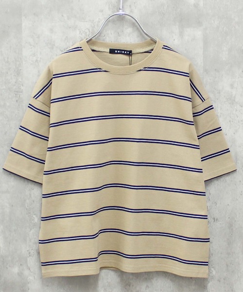 ZI-ON(ジーオン)の「ビッグシルエットボーダー半袖Tシャツ(Tシャツ/カットソー・キッズ・ベージュ/ダークグリーン/ネイビー/オフホワイト/ブルー/ホワイト×グリーン/ホワイト×ブラック/杢グレー/グレー系その他/ホワイト×ネイビー/チャコール/ネイビー×ホワイト・150cm/140cm/130cm/160cm/120cm/110cm)」の20枚目の写真