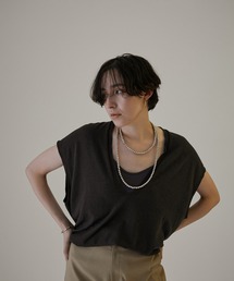 SALON adam et rope' | 【NIPPON CULTURE】ボタニカルダイVネックノースリーブニット/ベスト【サステナブル】(ニット/セーター)