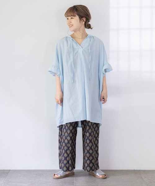 studio CLIP（スタディオクリップ）の「【低身長スタッフ企画/WEB限定】コットンリネン袖フリルチュニック（チュニック・レディース・ホワイト/ブラック/ブルー・FREE）」の20枚目の写真