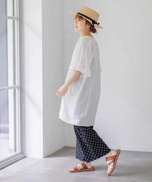 studio CLIP（スタディオクリップ）の「【低身長スタッフ企画/WEB限定】コットンリネン袖フリルチュニック（チュニック・レディース・ホワイト/ブラック/ブルー・FREE）」の18枚目の写真