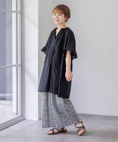 studio CLIP（スタディオクリップ）の「【低身長スタッフ企画/WEB限定】コットンリネン袖フリルチュニック（チュニック・レディース・ホワイト/ブラック/ブルー・FREE）」の13枚目の写真