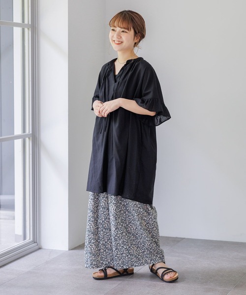 studio CLIP（スタディオクリップ）の「【低身長スタッフ企画/WEB限定】コットンリネン袖フリルチュニック（チュニック・レディース・ホワイト/ブラック/ブルー・FREE）」の19枚目の写真
