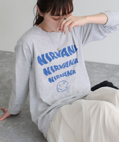 GOOD ROCK SPEED（グッドロックスピード）の「【goodrock speed/グッドロックスピード】NIRVANA ロンT（Tシャツ/カットソー・レディース・ライトグレー/ブラック・FREE）」の2枚目の写真