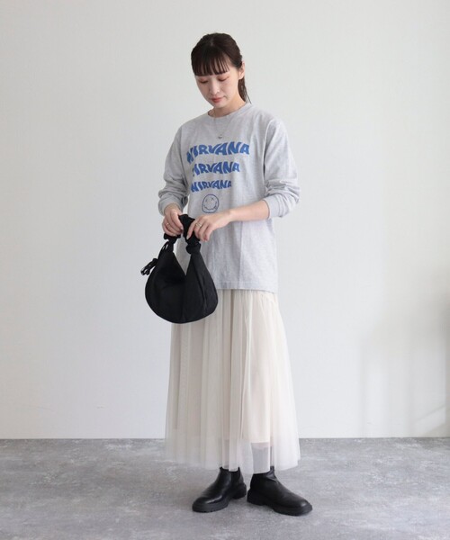 GOOD ROCK SPEED（グッドロックスピード）の「【goodrock speed/グッドロックスピード】NIRVANA ロンT（Tシャツ/カットソー・レディース・ライトグレー/ブラック・FREE）」の9枚目の写真