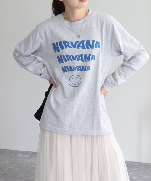 GOOD ROCK SPEED（グッドロックスピード）の「【goodrock speed/グッドロックスピード】NIRVANA ロンT（Tシャツ/カットソー・レディース・ライトグレー/ブラック・FREE）」の7枚目の写真