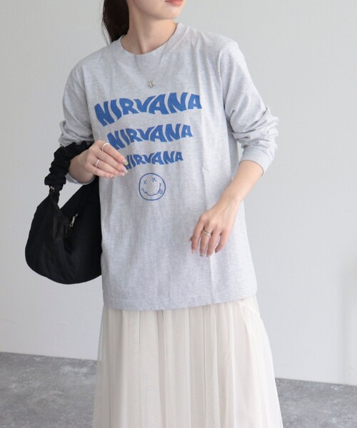 GOOD ROCK SPEED（グッドロックスピード）の「【goodrock speed/グッドロックスピード】NIRVANA ロンT（Tシャツ/カットソー・レディース・ライトグレー/ブラック・FREE）」の5枚目の写真