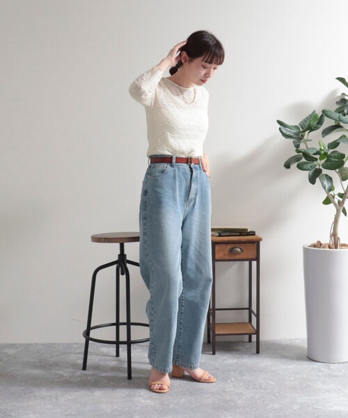 fredy emue（フレディエミュ）の「フラワーJQ長袖プルオーバー（Tシャツ/カットソー・レディース・サックスブルー/アイボリー/ブラック・38）」の4枚目の写真