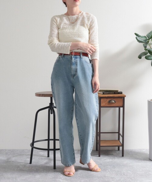 fredy emue（フレディエミュ）の「フラワーJQ長袖プルオーバー（Tシャツ/カットソー・レディース・サックスブルー/アイボリー/ブラック・38）」の5枚目の写真