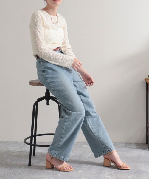 fredy emue（フレディエミュ）の「フラワーJQ長袖プルオーバー（Tシャツ/カットソー・レディース・サックスブルー/アイボリー/ブラック・38）」の9枚目の写真