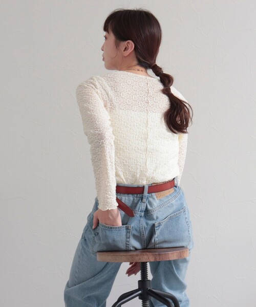 fredy emue（フレディエミュ）の「フラワーJQ長袖プルオーバー（Tシャツ/カットソー・レディース・サックスブルー/アイボリー/ブラック・38）」の12枚目の写真