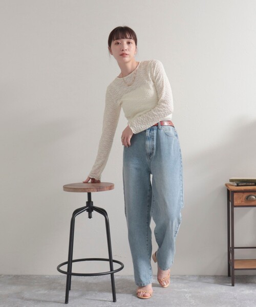 fredy emue（フレディエミュ）の「フラワーJQ長袖プルオーバー（Tシャツ/カットソー・レディース・サックスブルー/アイボリー/ブラック・38）」の14枚目の写真