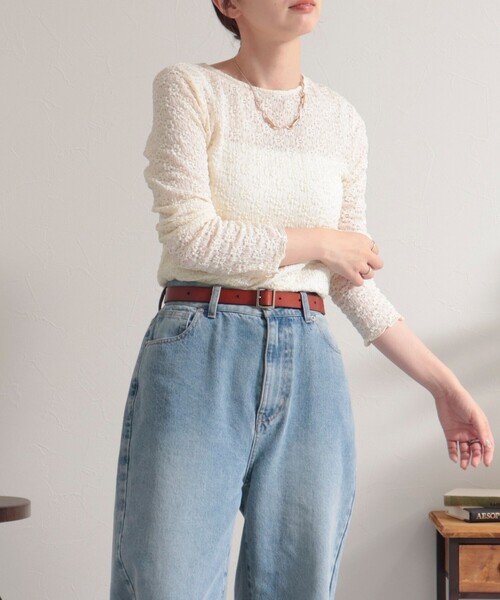 fredy emue（フレディエミュ）の「フラワーJQ長袖プルオーバー（Tシャツ/カットソー・レディース・サックスブルー/アイボリー/ブラック・38）」の16枚目の写真