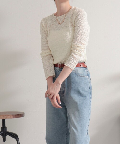 fredy emue（フレディエミュ）の「フラワーJQ長袖プルオーバー（Tシャツ/カットソー・レディース・サックスブルー/アイボリー/ブラック・38）」の17枚目の写真