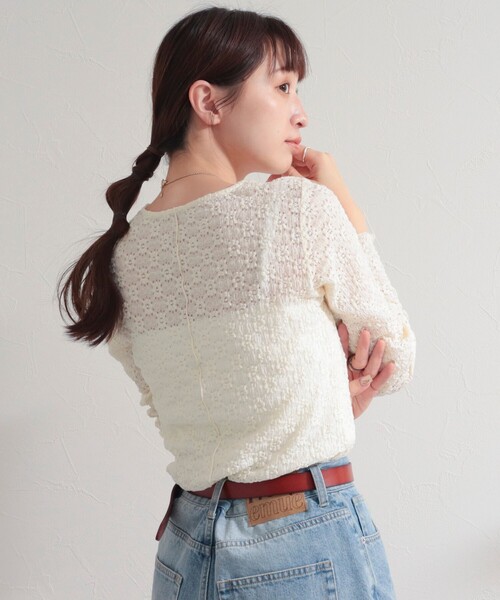 fredy emue（フレディエミュ）の「フラワーJQ長袖プルオーバー（Tシャツ/カットソー・レディース・サックスブルー/アイボリー/ブラック・38）」の20枚目の写真