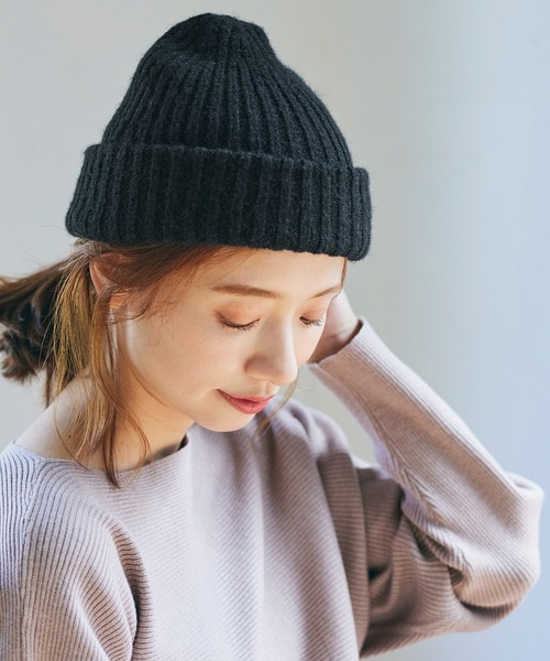 coca(coca)(コカ)の「もこもこニット帽子(ニットキャップ/ビーニー・レディース・ブラック/ベージュ・ONE SIZE)」の11枚目の写真