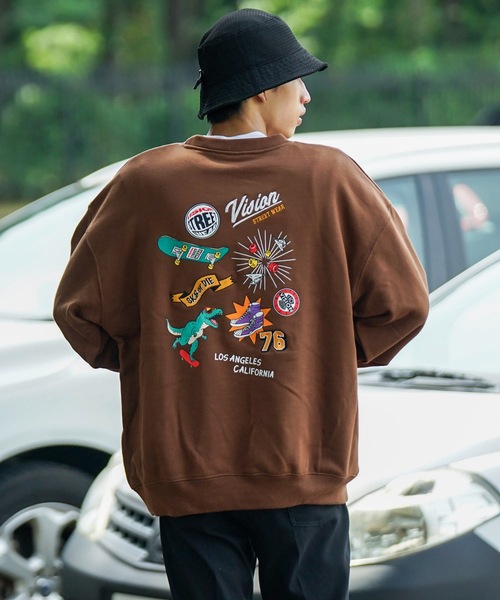 VISION STREET WEAR（ヴィジョンストリートウェア）の「【VISION STREET WEAR/ビジョンストリートウェア】 バックプリント バック刺繍 裏毛　クルーネック　トレーナー　スウェット（スウェット・メンズ・ブラウン/杢グレー/ブラック/ブルー・LARGE/MEDIUM/X-LARGE）」の21枚目の写真