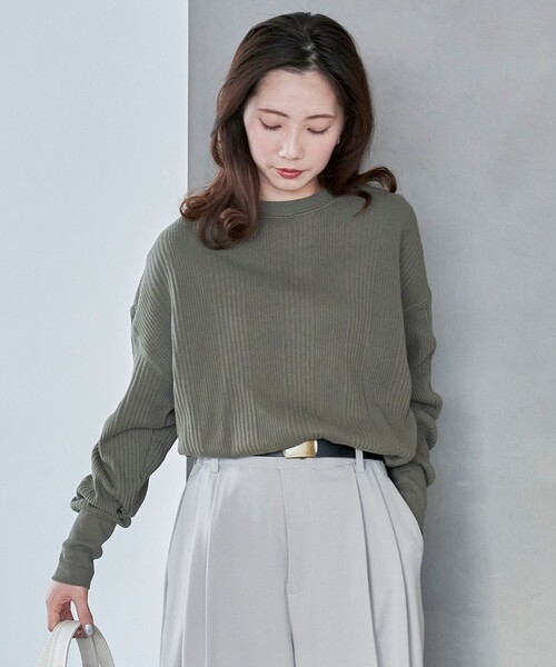 FREAK'S STORE(フリークスストア)の「限定展開 ランダムテレコ プルオーバー(Tシャツ/カットソー・レディース・ブルー/マスタード/オリーブ/ナチュラル/レッド/ブラック・フリ-)」の4枚目の写真