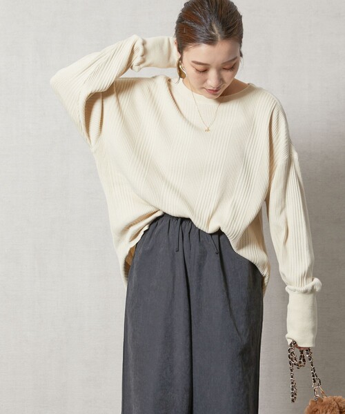 FREAK'S STORE(フリークスストア)の「限定展開 ランダムテレコ プルオーバー(Tシャツ/カットソー・レディース・ブルー/マスタード/オリーブ/ナチュラル/レッド/ブラック・フリ-)」の12枚目の写真