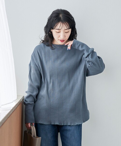 FREAK'S STORE(フリークスストア)の「限定展開 ランダムテレコ プルオーバー(Tシャツ/カットソー・レディース・ブルー/マスタード/オリーブ/ナチュラル/レッド/ブラック・フリ-)」の7枚目の写真