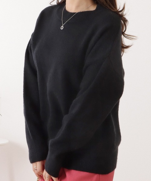 Lace Ladies(レースレディース)の「クルーネックベーシックゆるニットプルオーバー(ニット/セーター・レディース・アイボリー/モカ/ブラック/グレー・FREE)」の1枚目の写真