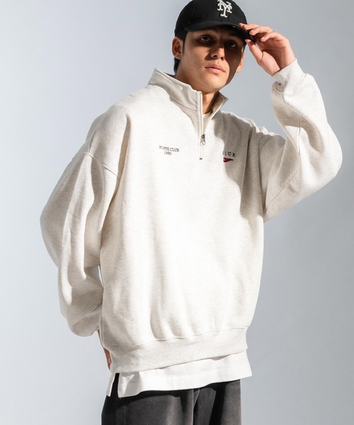 Ressaca(レサーカ)の「ハーフジップトレーナー裏起毛プルオーバー トラックジャケット オーバーサイズ(スウェット・メンズ・ブルー/ブラック/グリーン/グレー/オートミール・XL/M/L)」の3枚目の写真