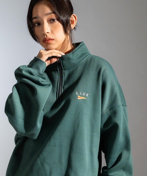 Ressaca(レサーカ)の「ハーフジップトレーナー裏起毛プルオーバー トラックジャケット オーバーサイズ(スウェット・メンズ・ブルー/ブラック/グリーン/グレー/オートミール・XL/M/L)」の4枚目の写真