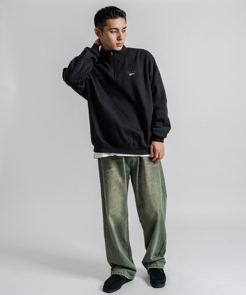 Ressaca(レサーカ)の「ハーフジップトレーナー裏起毛プルオーバー トラックジャケット オーバーサイズ(スウェット・メンズ・ブルー/ブラック/グリーン/グレー/オートミール・XL/M/L)」の8枚目の写真