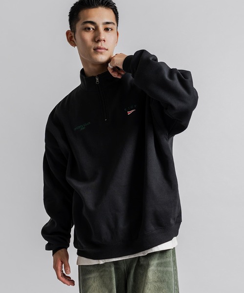 Ressaca(レサーカ)の「ハーフジップトレーナー裏起毛プルオーバー トラックジャケット オーバーサイズ(スウェット・メンズ・ブルー/ブラック/グリーン/グレー/オートミール・XL/M/L)」の6枚目の写真