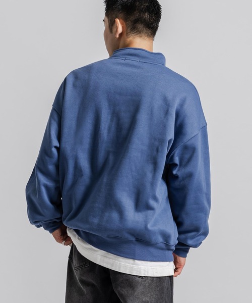 Ressaca(レサーカ)の「ハーフジップトレーナー裏起毛プルオーバー トラックジャケット オーバーサイズ(スウェット・メンズ・ブルー/ブラック/グリーン/グレー/オートミール・XL/M/L)」の15枚目の写真